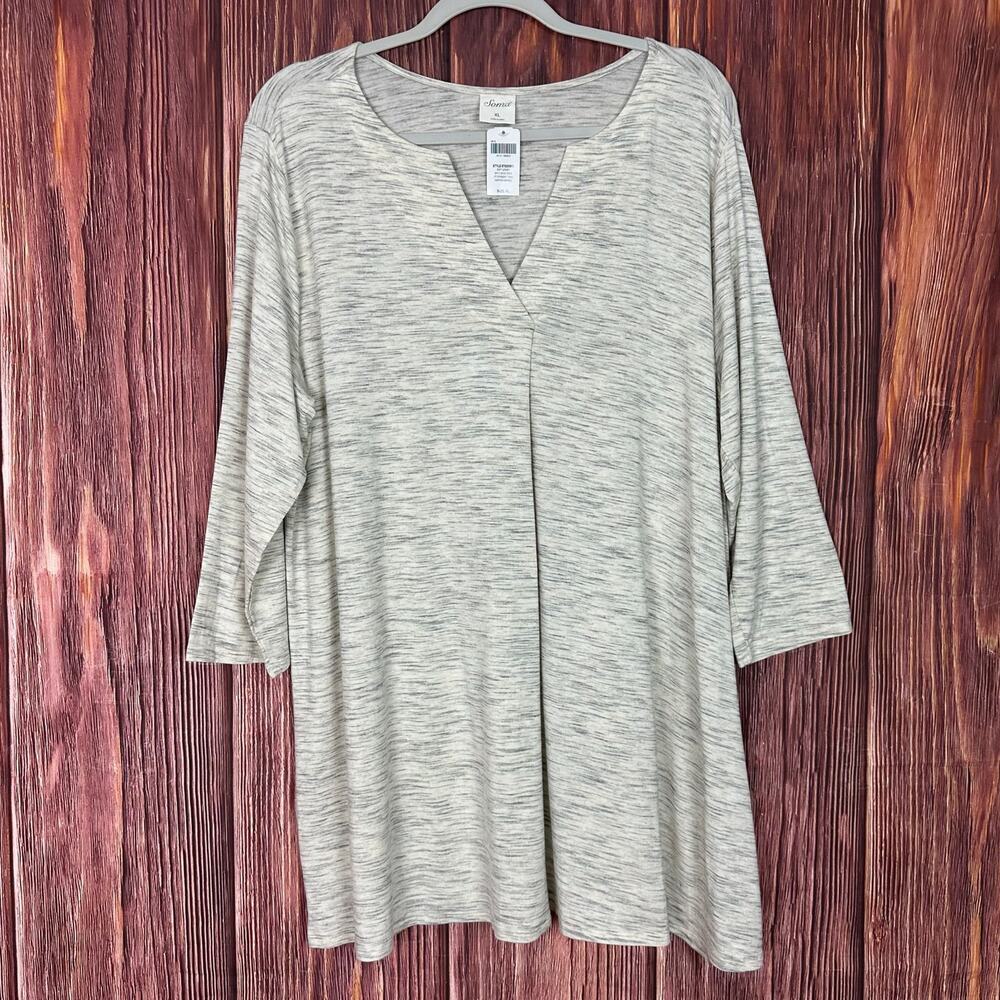 Soma Soft Jersey Split Neck Tunic Heather Marble Womens Size XL
